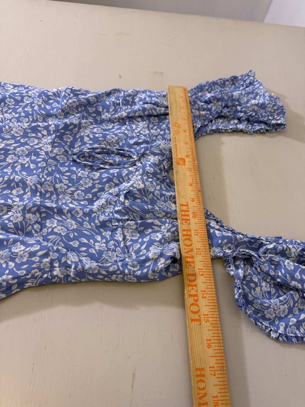 Reformation Marby Dress Blue Floral Asymmetrical Midi Puff Sleeve Size 6 - Picture 7 of 15